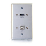 C2G HDMI® and USB Pass Through Single Gang Wall Plate - Brushed Aluminum