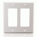 C2G Decorative Dual Gang Wall Plate - White